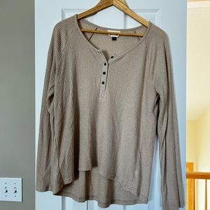 Universal Thread Cream Ribbed Henley